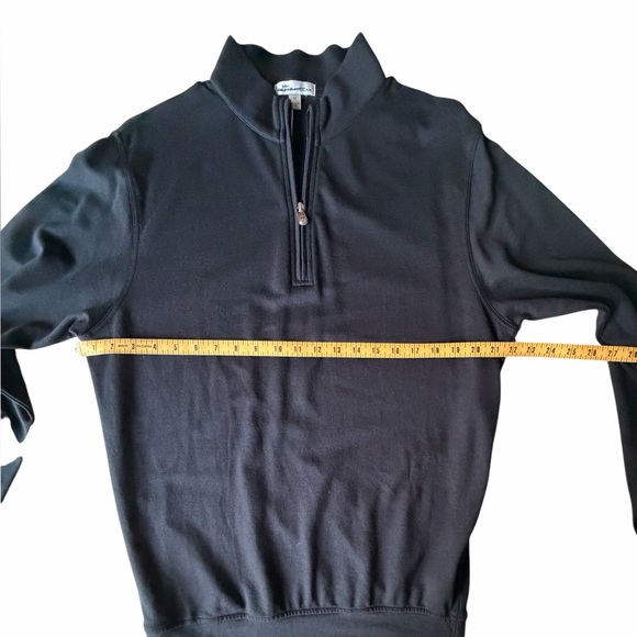 Peter Millar Black Cotton 1/4 Zip Pullover with Cuffed Sleeves and Hem, Medium - Picture 2 of 7
